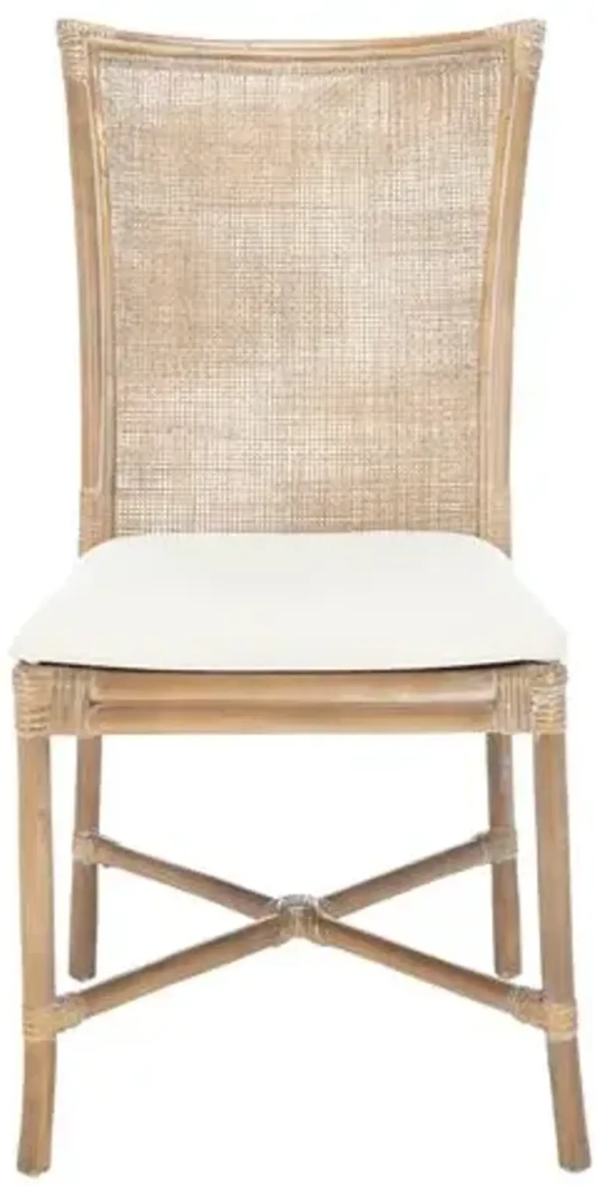 Set of 2 Aleksandra Rattan Accent Chairs - Gray - White, Comfortable, Durable, Cushioned