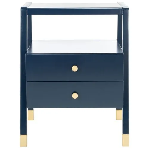 Zeph 2-Drawer Accent Table - Navy/Gold - Blue - 24H x 19W x 15D in