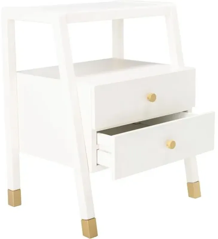 Zeph 2-Drawer Accent Table - White/Gold - 24.02H x 19W x 15D in