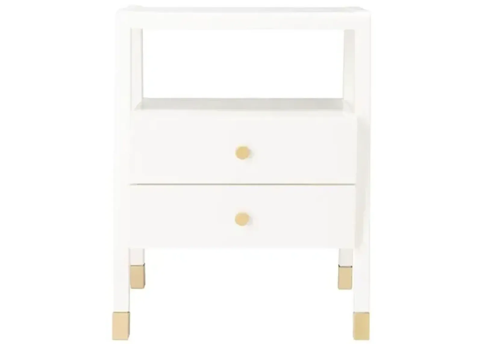 Zeph 2-Drawer Accent Table - White/Gold - 24.02H x 19W x 15D in