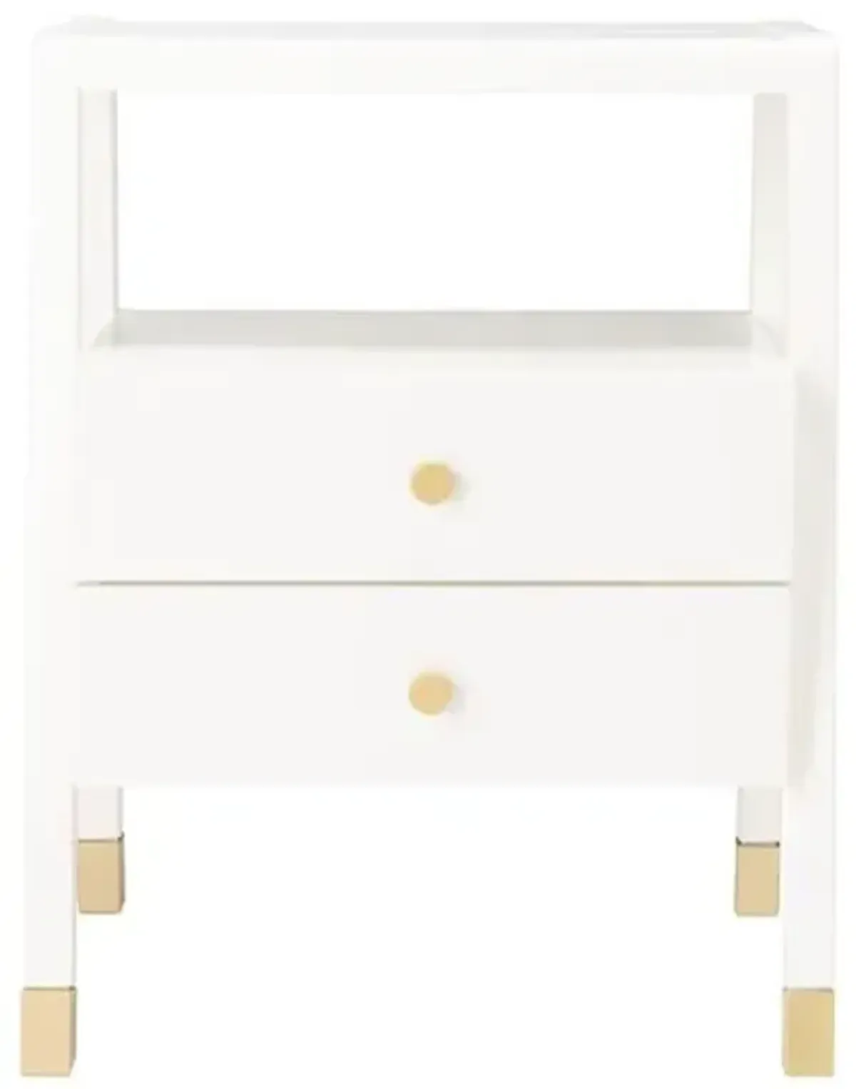 Zeph 2-Drawer Accent Table - White/Gold - 24.02H x 19W x 15D in