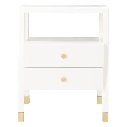 Zeph 2-Drawer Accent Table - White/Gold - 24.02H x 19W x 15D in