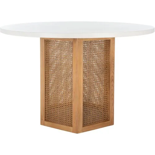 Addison Cane Dining Table - Natural/White