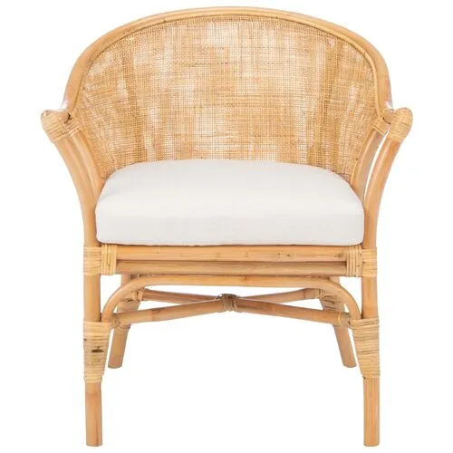 Elfreda Rattan Accent Chair - White, Comfortable, Durable, Cushioned