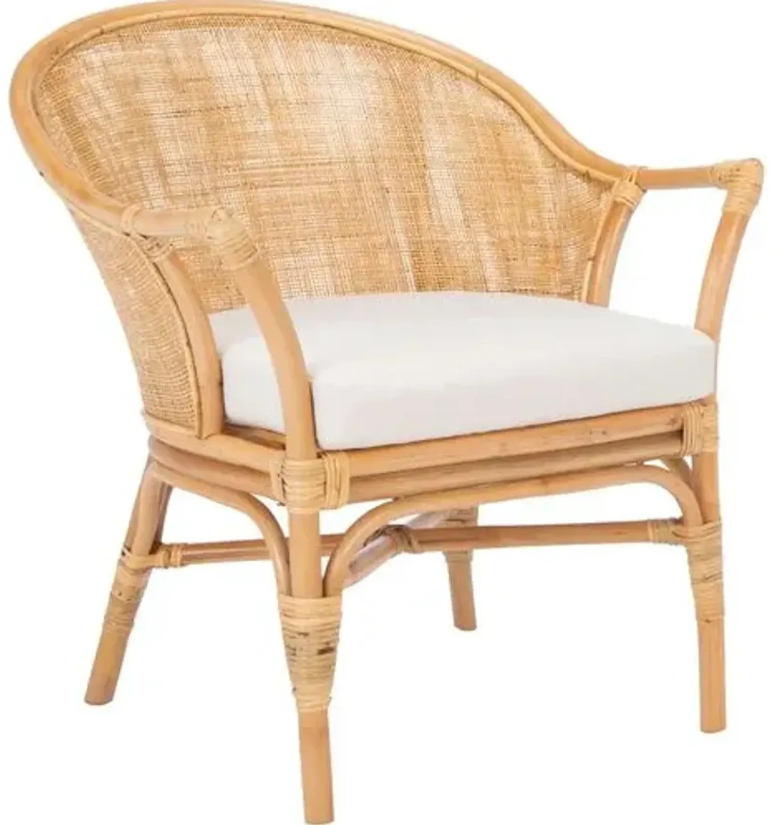 Elfreda Rattan Accent Chair - White, Comfortable, Durable, Cushioned