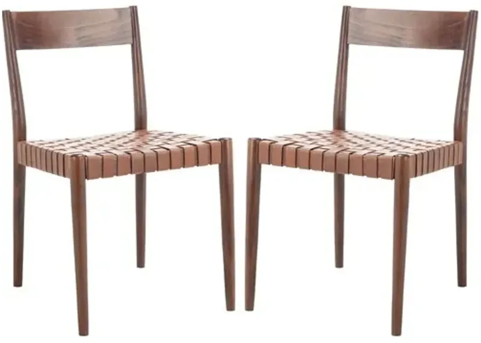 Set of 2 Vince Leather Dining Chairs - Brown