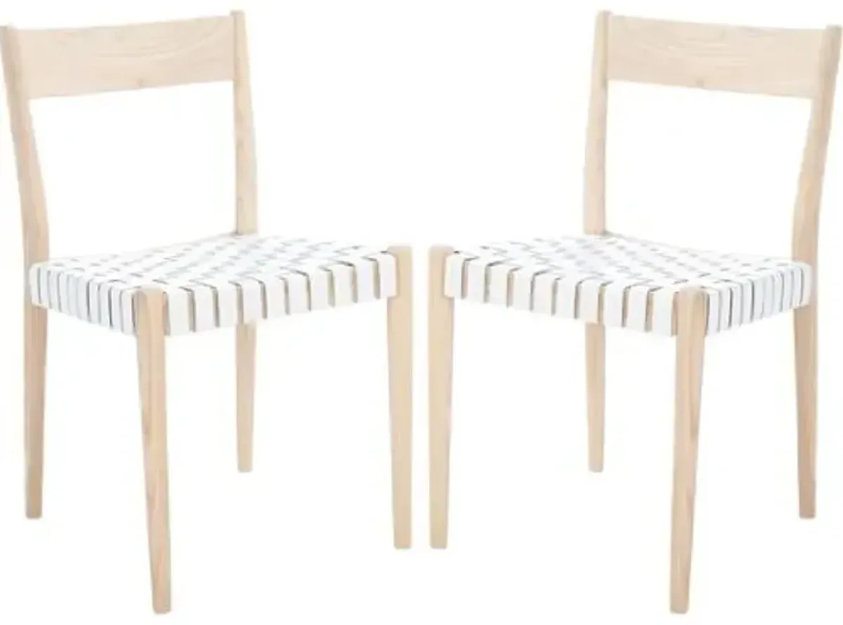 Set of 2 Vince Leather Dining Chairs - White