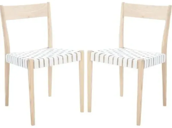 Set of 2 Vince Leather Dining Chairs - White