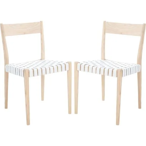 Set of 2 Vince Leather Dining Chairs - White