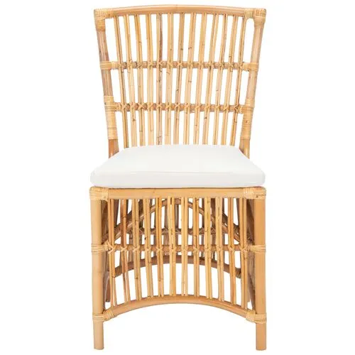 Set of 2 Ike Rattan Accent Chairs - Natural/White, Comfortable, Durable, Cushioned