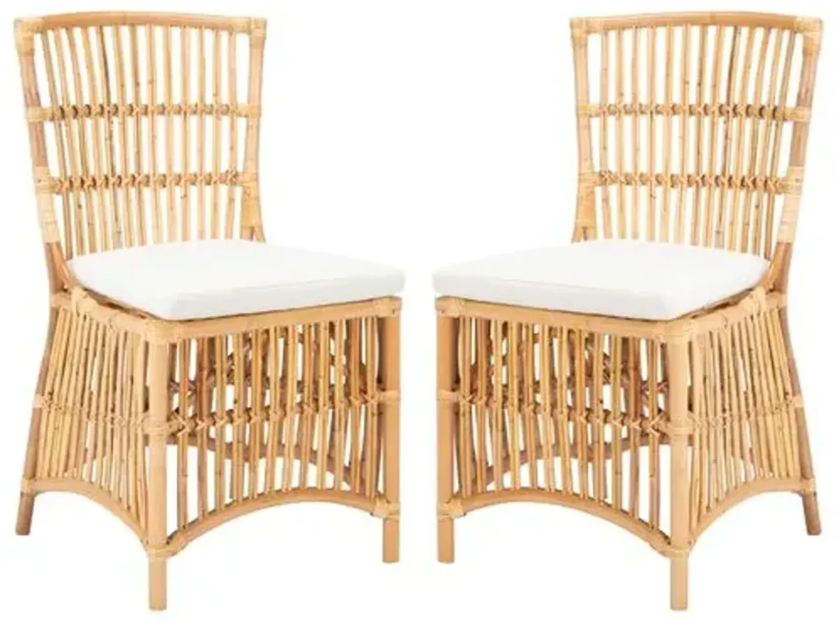 Set of 2 Ike Rattan Accent Chairs - Natural/White, Comfortable, Durable, Cushioned