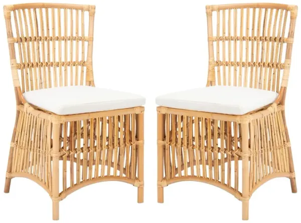 S/2 Ike Rattan Accent Chairs, Natural/White