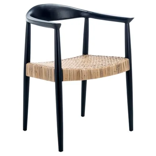 Francesca Rattan Armchair - Black/Natural - Beige