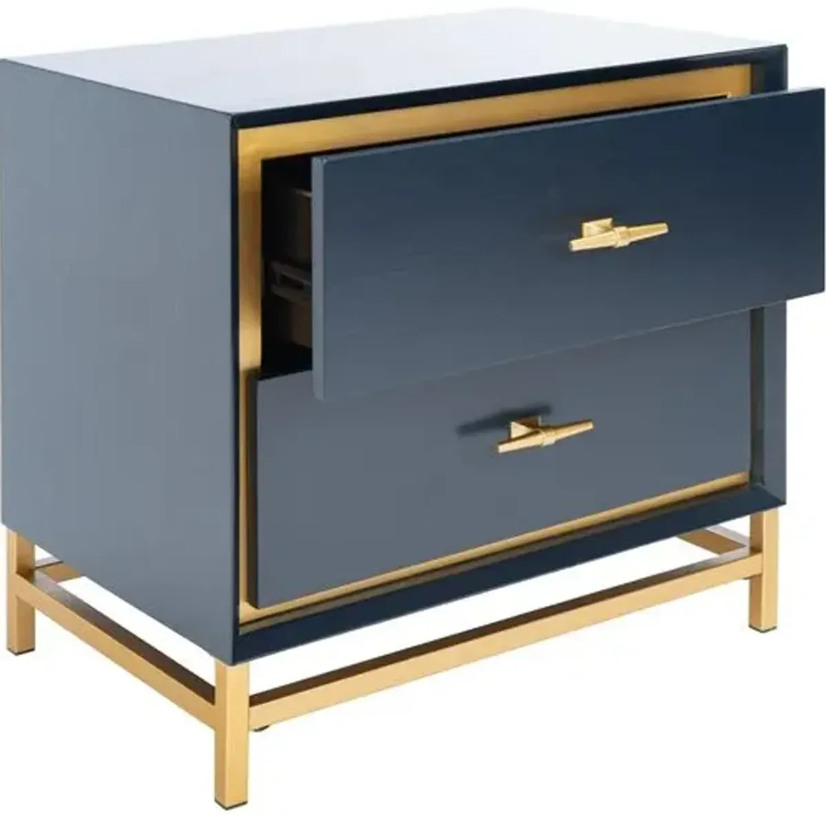 Oscar 2-Drawer Nightstand - Teal/Brass