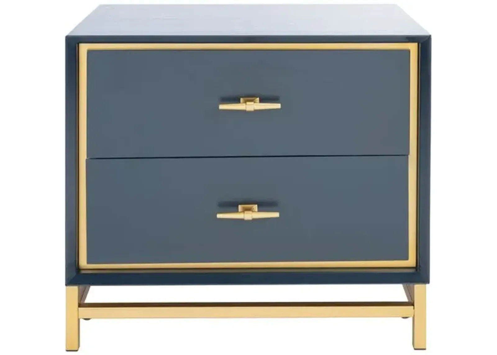 Oscar 2-Drawer Nightstand - Teal/Brass