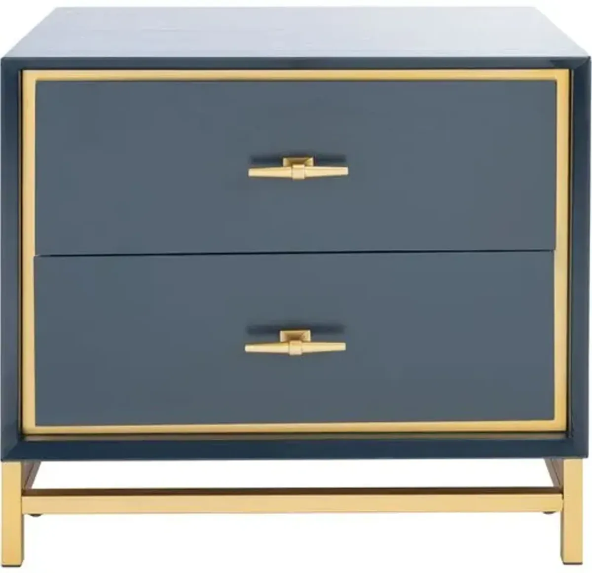 Oscar 2-Drawer Nightstand - Teal/Brass