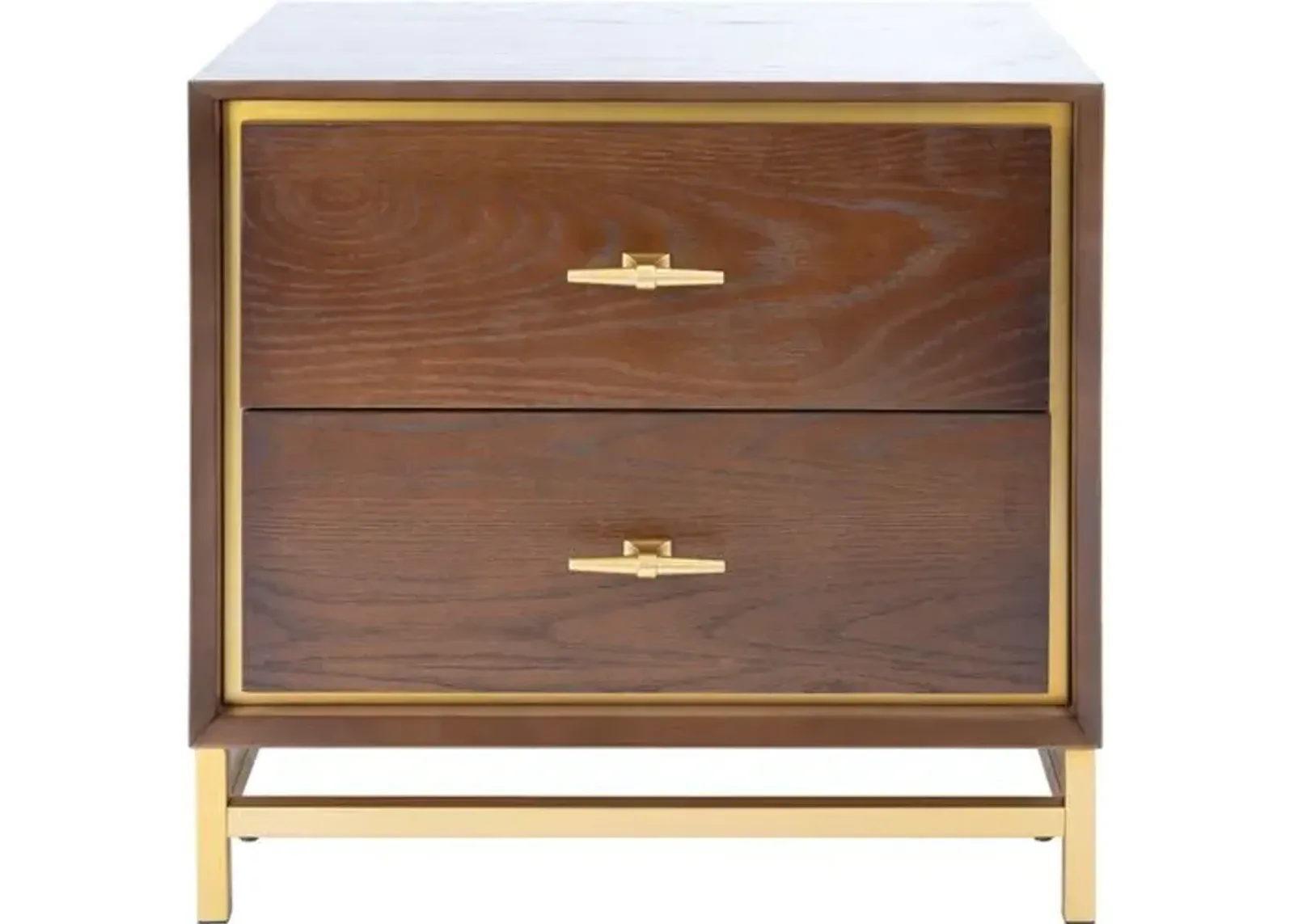 Oscar 2-Drawer Nightstand - Walnut/Brass