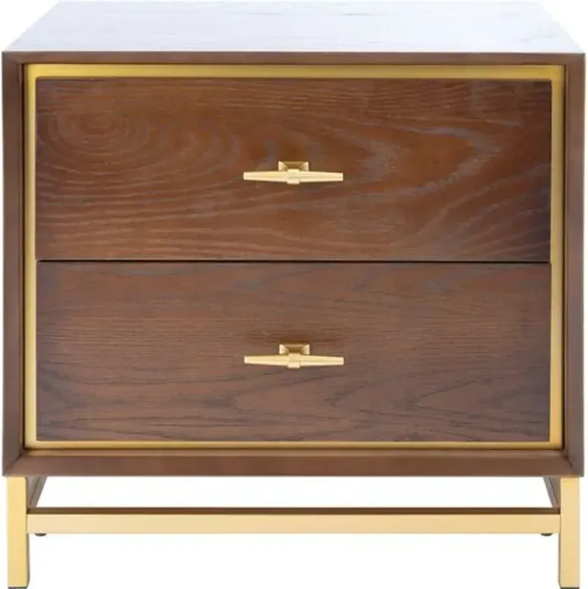 Oscar 2-Drawer Nightstand - Walnut/Brass