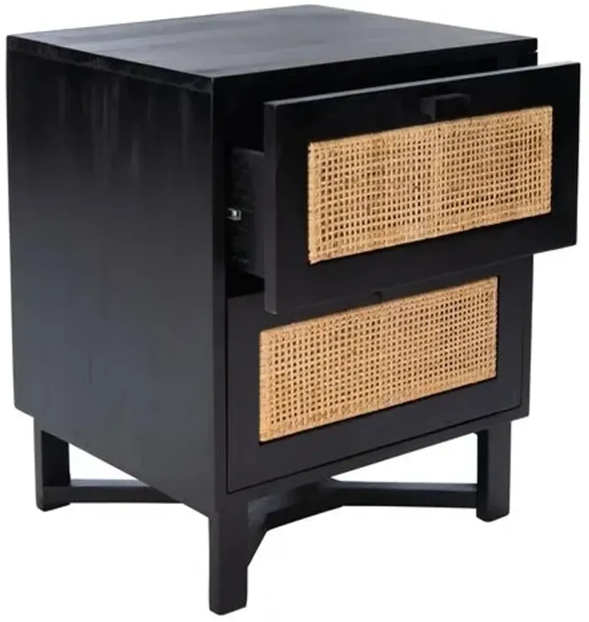 Nando 2-Drawer Nightstand - Black/Natural