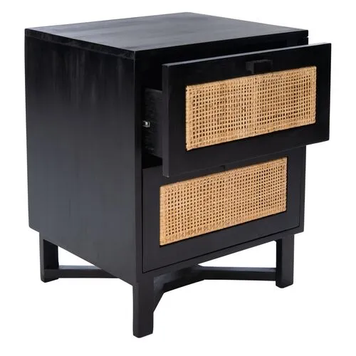 Nando 2-Drawer Nightstand - Black/Natural