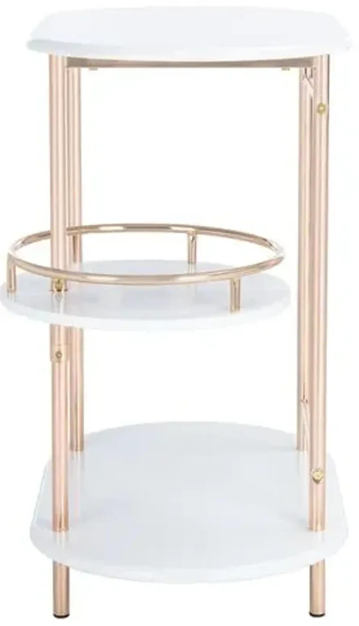 Margery 3-Tier Swivel Bar Table - White/Gold