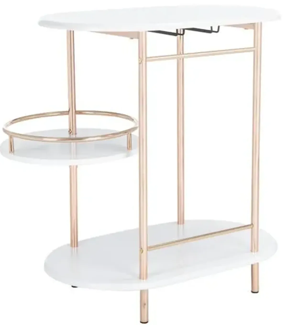 Margery 3-Tier Swivel Bar Table - White/Gold