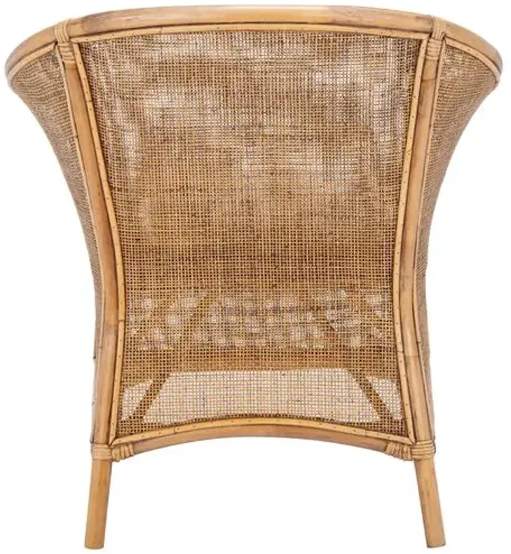 Willy Rattan Accent Chair - Honey Brown - White, Comfortable, Durable, Cushioned