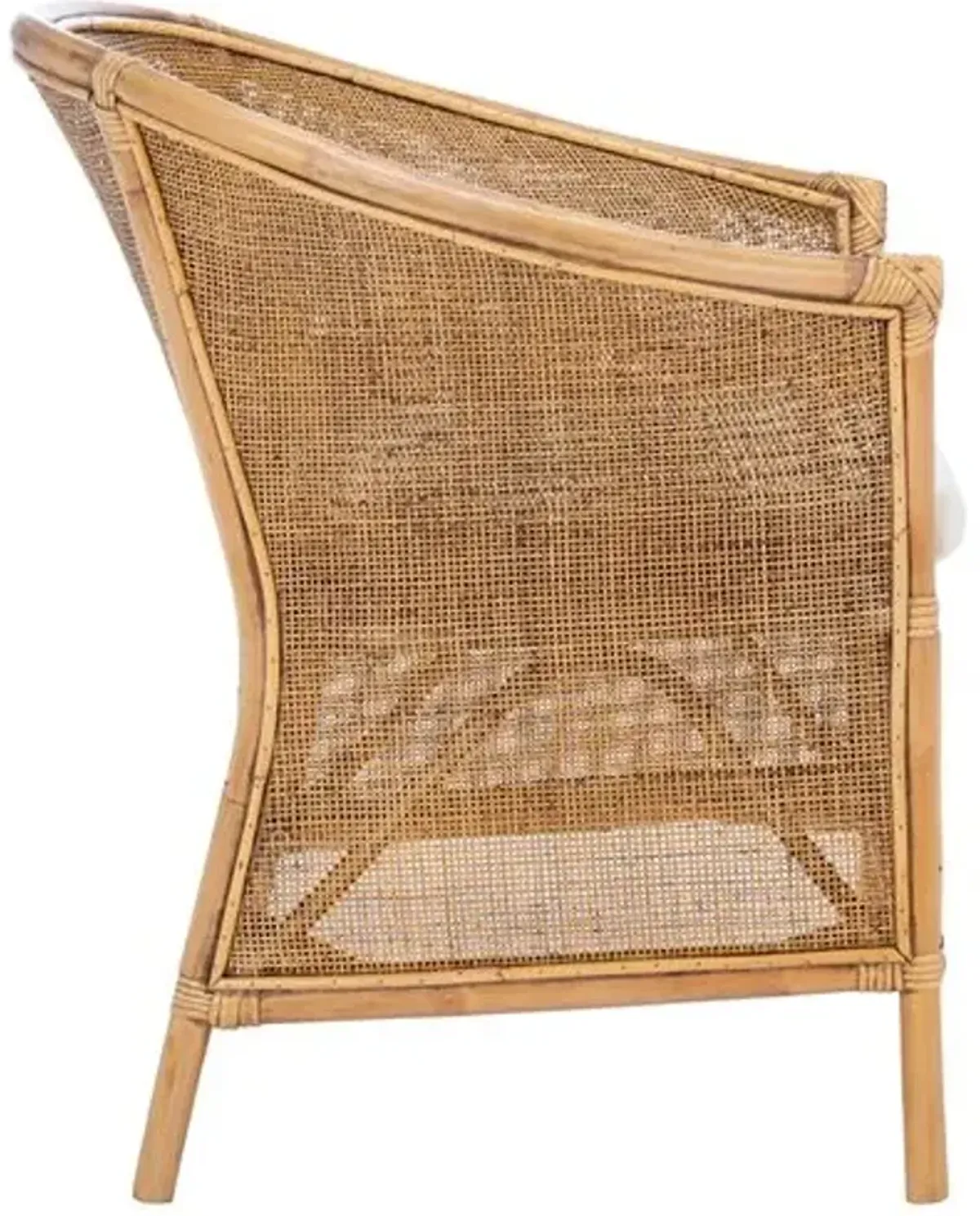 Willy Rattan Accent Chair - Honey Brown - White, Comfortable, Durable, Cushioned