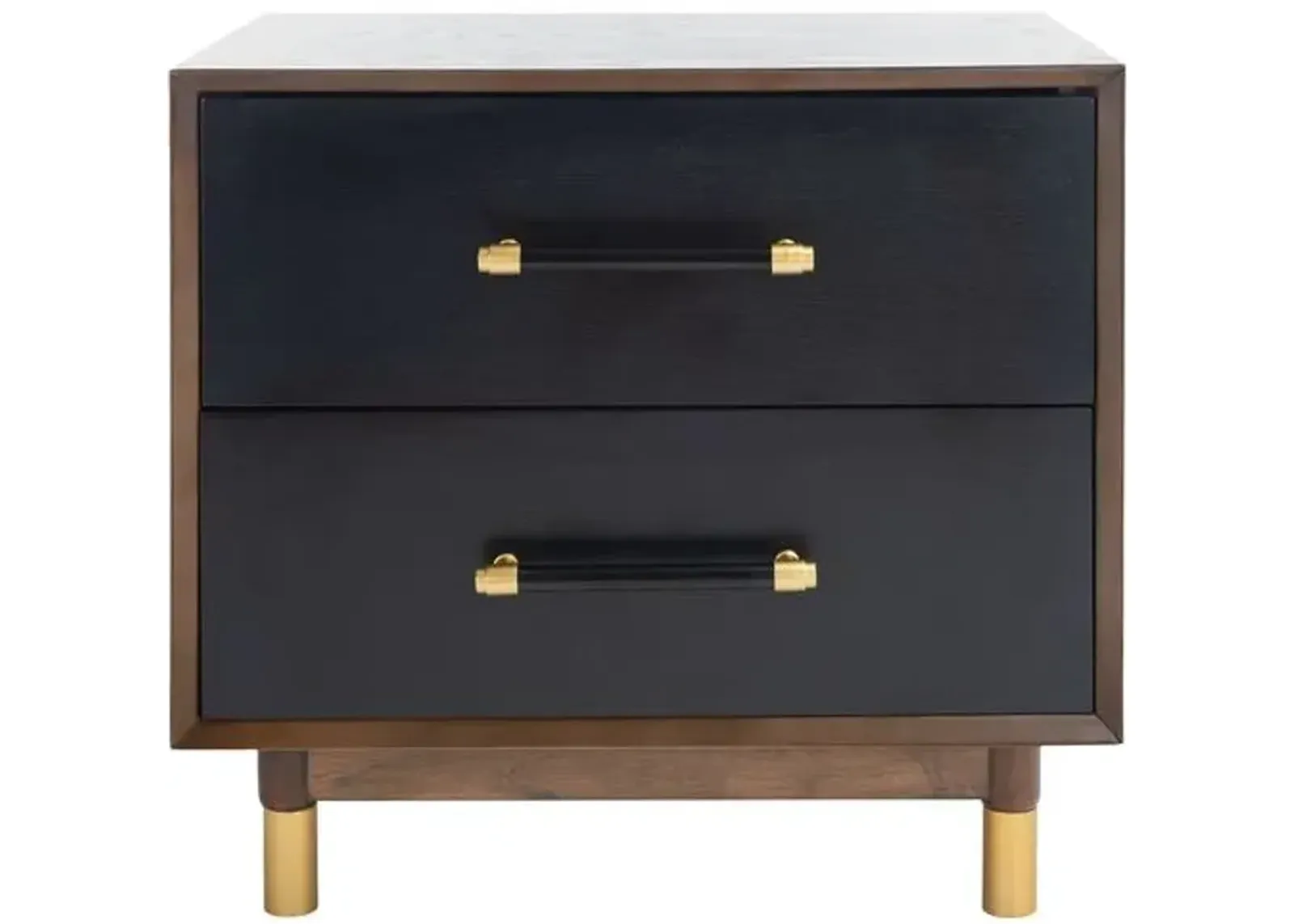 Poppy 2-Drawer Nightstand - Walnut/Black