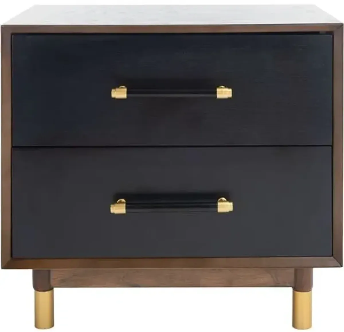 Poppy 2-Drawer Nightstand - Walnut/Black