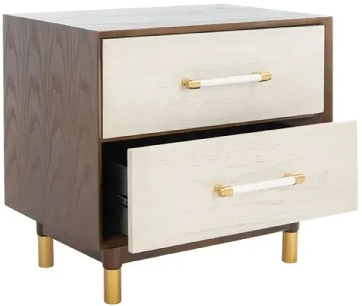 Poppy 2-Drawer Nightstand - Walnut/White Washed