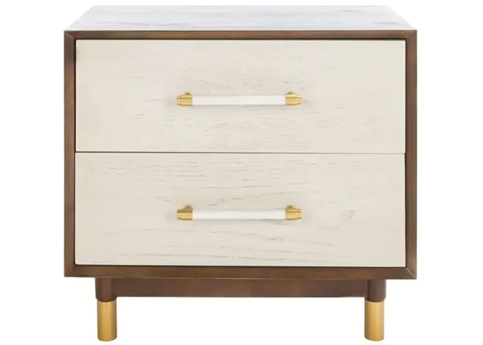 Poppy 2-Drawer Nightstand - Walnut/White Washed