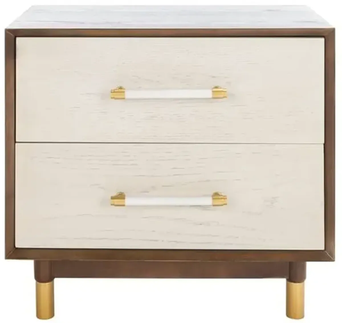 Poppy 2-Drawer Nightstand - Walnut/White Washed