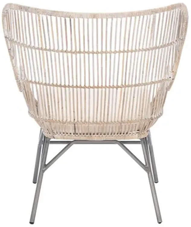 Bree Rattan Accent Chair - Gray Whitewash - Beige, Comfortable, Durable, Cushioned