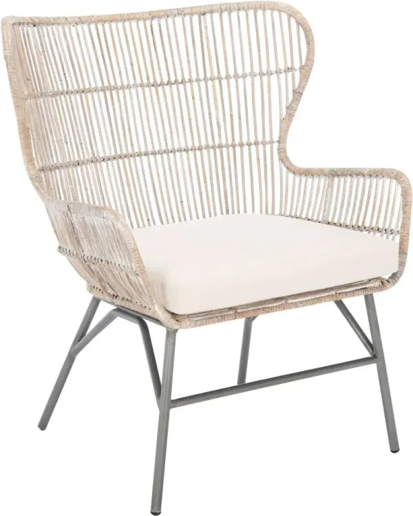 Bree Rattan Accent Chair, Gray Whitewash
