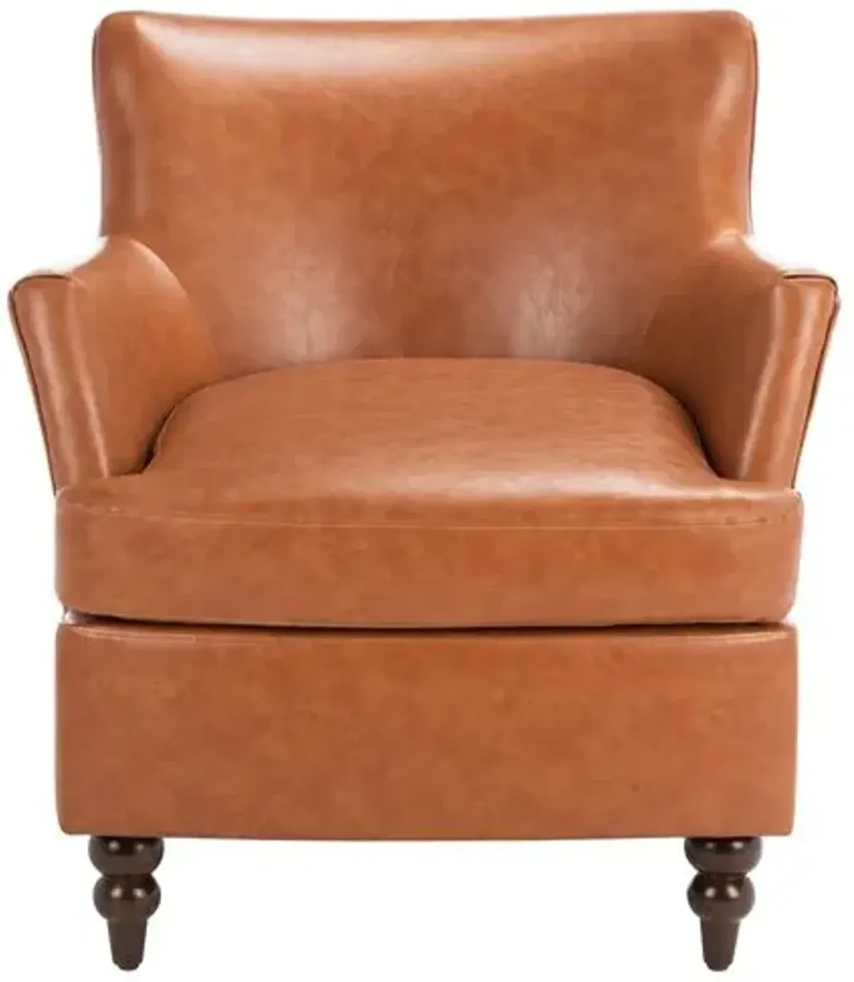 Beau Accent Chair - Cognac Faux Leather - Brown, Comfortable, Durable, Cushioned