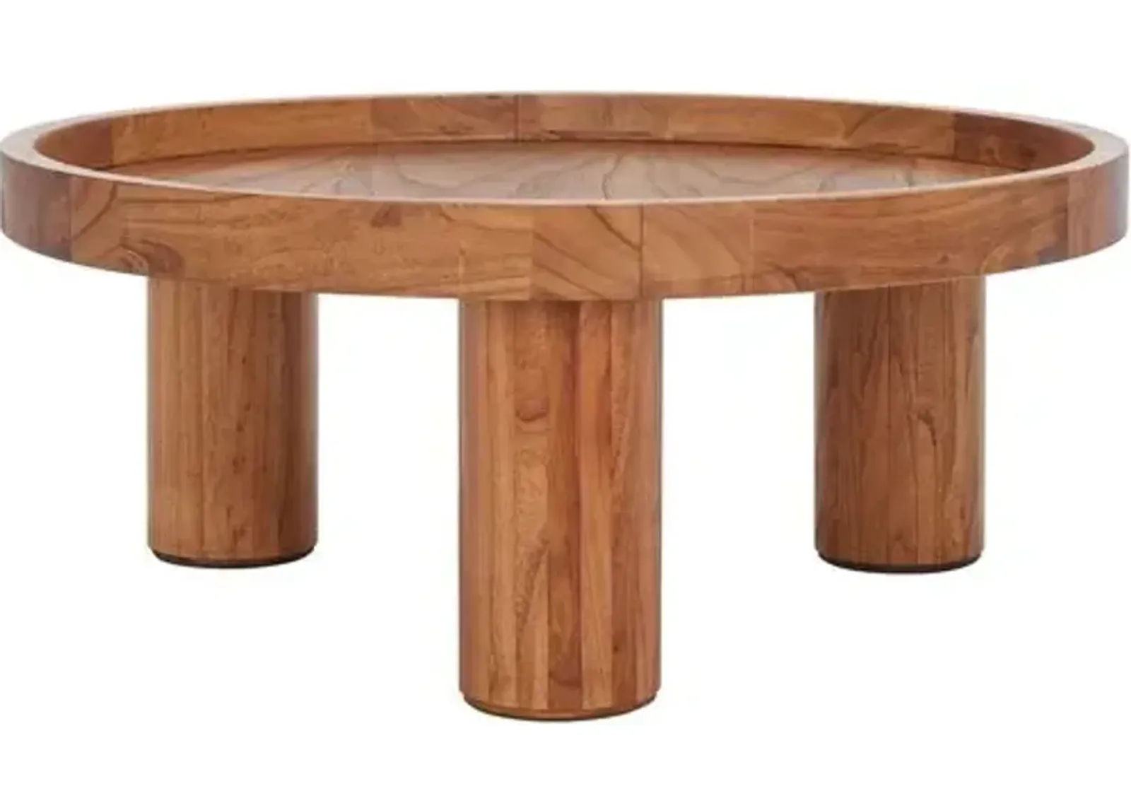 Quentin 3-Leg Round Coffee Table - Natural - Brown