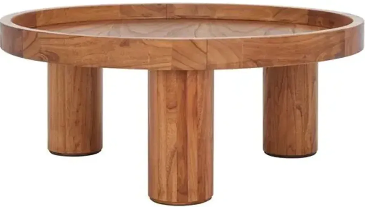 Quentin 3-Leg Round Coffee Table - Natural - Brown