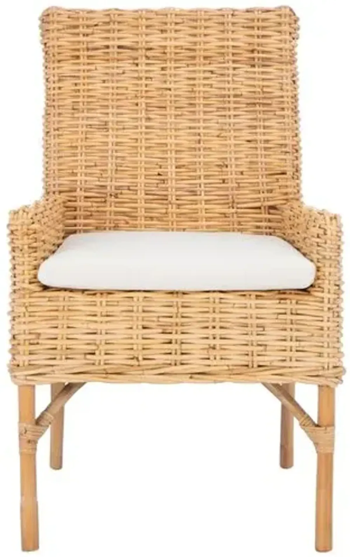 Fiore Rattan Accent Chair - Natural/White, Comfortable, Durable, Cushioned