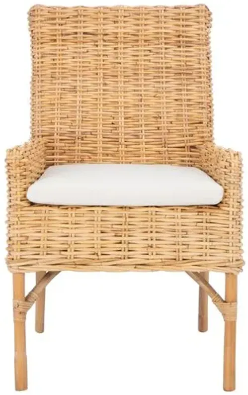 Fiore Rattan Accent Chair - Natural/White, Comfortable, Durable, Cushioned