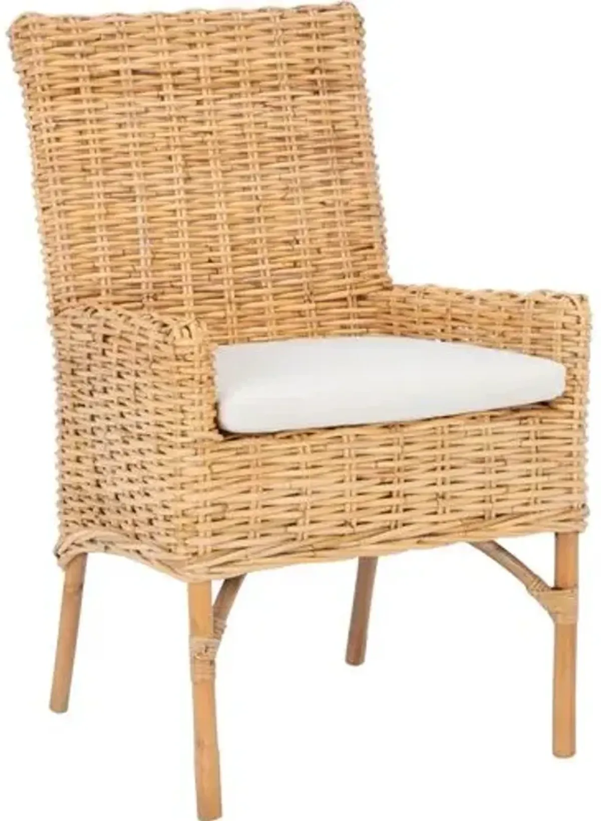 Fiore Rattan Accent Chair - Natural/White, Comfortable, Durable, Cushioned