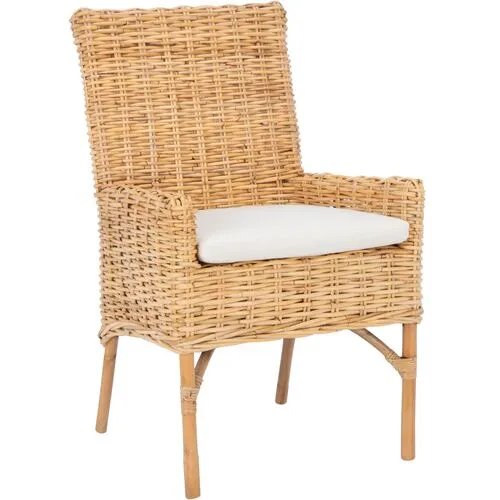 Fiore Rattan Accent Chair - Natural/White, Comfortable, Durable, Cushioned