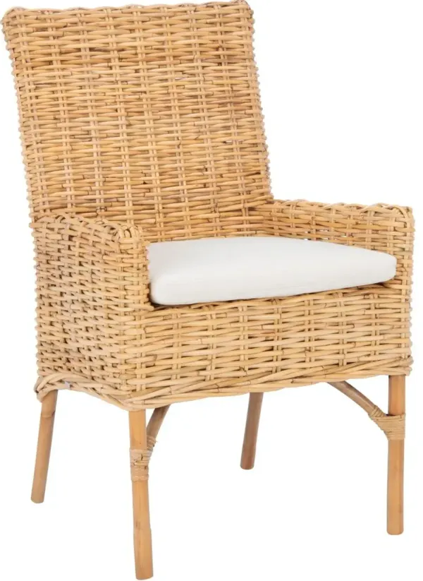 Fiore Rattan Accent Chair, Natural/White