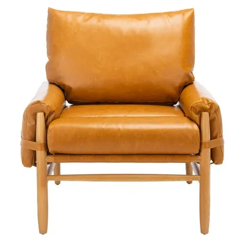 Wilson Armchair - Caramel Faux Leather - Brown