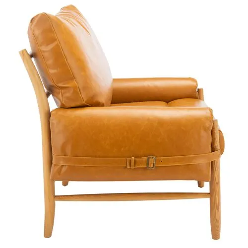 Wilson Armchair - Caramel Faux Leather - Brown