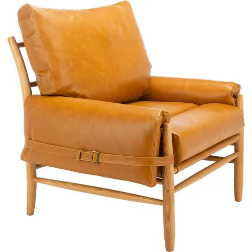 Wilson Armchair - Caramel Faux Leather - Brown