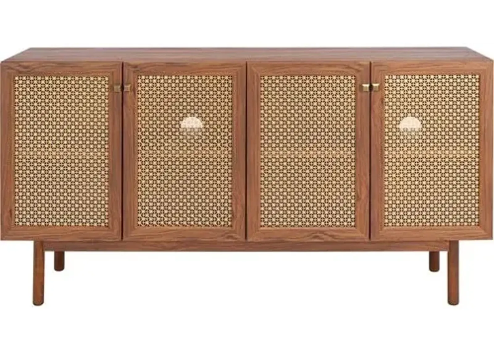 Brielle 4-Door Console/Media Stand - Walnut/Gold Mesh - Brown