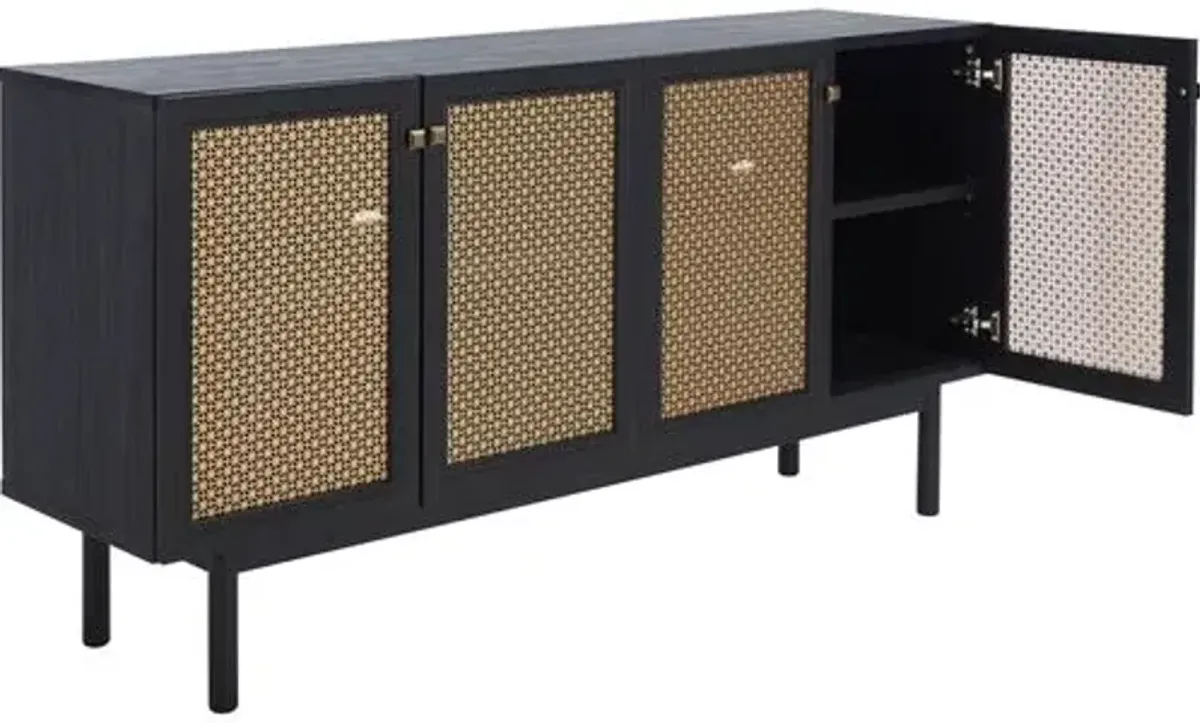 Brielle 4-Door Console/Media Stand - Black/Gold Mesh