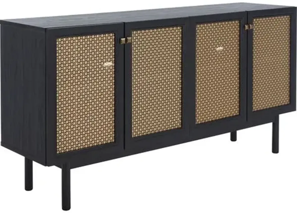 Brielle 4-Door Console/Media Stand - Black/Gold Mesh