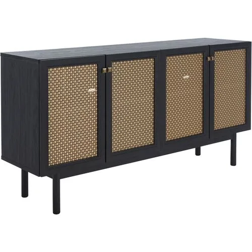 Brielle 4-Door Console/Media Stand - Black/Gold Mesh